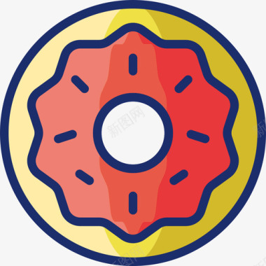 甜甜圈食品饮料7线性颜色图标图标