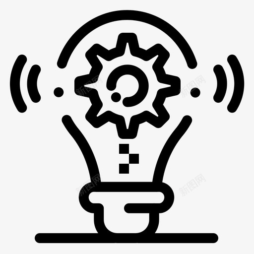 灯泡齿轮想法图标svg_新图网 https://ixintu.com 任务和项目管理 想法 灯泡 设置 齿轮