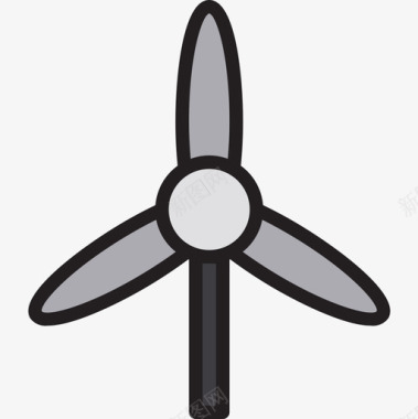 风能能源生态3线状色彩图标图标