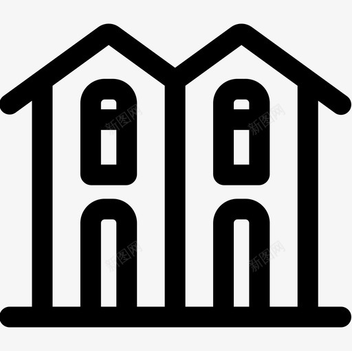联排别墅房屋类型14线性图标svg_新图网 https://ixintu.com 房屋 类型 线性 联排别墅