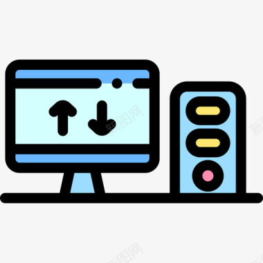 个人计算机数据库和服务器11线性颜色图标图标