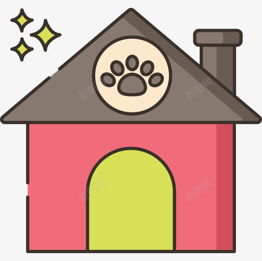 宠物屋宠物美容线性颜色图标svg_新图网 https://ixintu.com 宠物屋 宠物美容 线性颜色