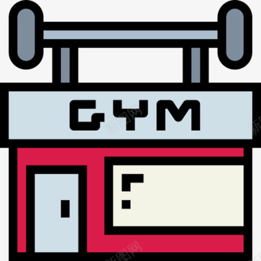健身房健身健身房3线性颜色图标图标