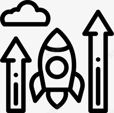 火箭市场增长直线型图标图标