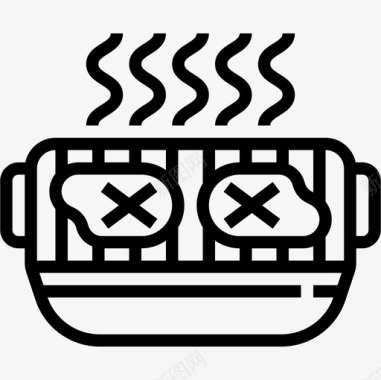 电烤架烧烤和烧烤线性烧烤图标图标