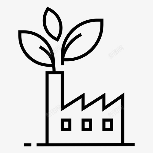 环保工厂生态绿色工业图标svg_新图网 https://ixintu.com 植物 环保工厂 生态 生态线图标 绿色工业