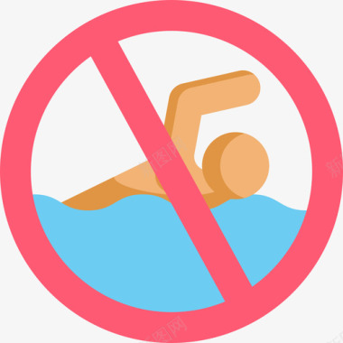 禁止游泳禁止信号6平坦图标图标