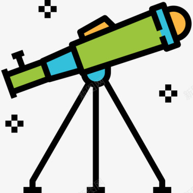 望远镜教育192线性颜色图标图标