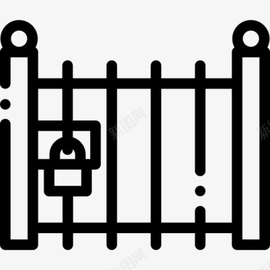 围栏防护和安全14线性图标图标