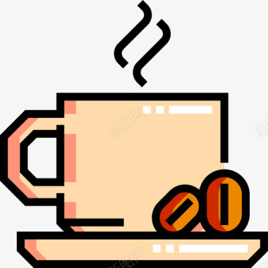 热咖啡16号咖啡厅线性颜色图标图标