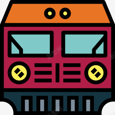 火车背包客3线性颜色图标图标