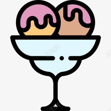 冰淇淋派对和庆祝17线性颜色图标图标