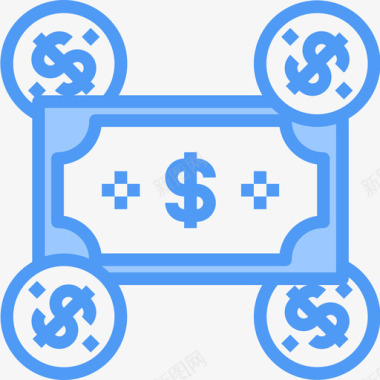 现金金融货币5蓝色图标图标