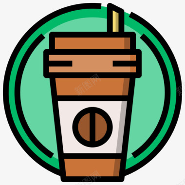咖啡自由时间19线性颜色图标图标