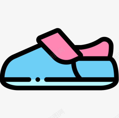 鞋婴儿淋浴22线性颜色图标图标