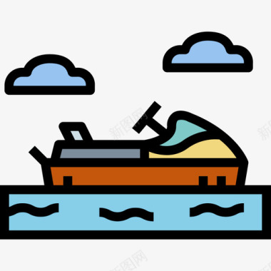 摩托艇交通153线状颜色图标图标
