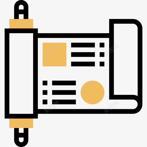 卷轴中世纪33黄色阴影图标svg_新图网 https://ixintu.com 中世纪 卷轴 阴影 黄色