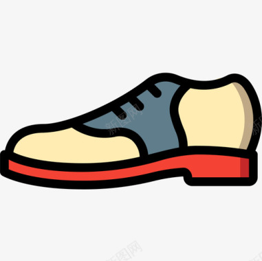 鞋50年代5线性颜色图标图标