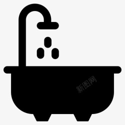 淋浴符号浴缸浴室清洁图标高清图片