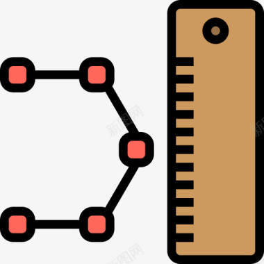 尺子艺术19线条颜色图标图标