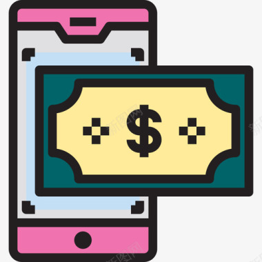 智能手机金融货币6线性颜色图标图标