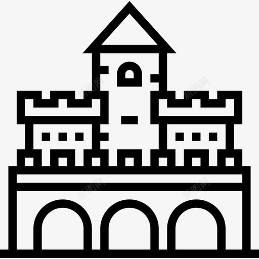 城堡中世纪29直线型图标svg_新图网 https://ixintu.com 中世纪 城堡 直线 线型