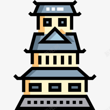 Castle日本32线性颜色图标图标