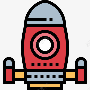太空船玩具童年2线性颜色图标图标