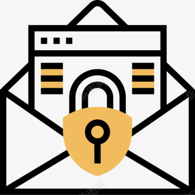 机密电子邮件机密信息6黄色阴影图标图标