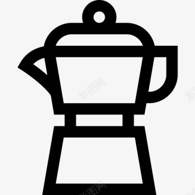 水壶咖啡店直列式图标图标