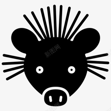 豪猪动物脸图标图标