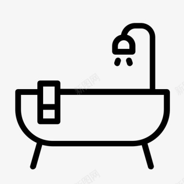 浴缸淋浴水图标图标
