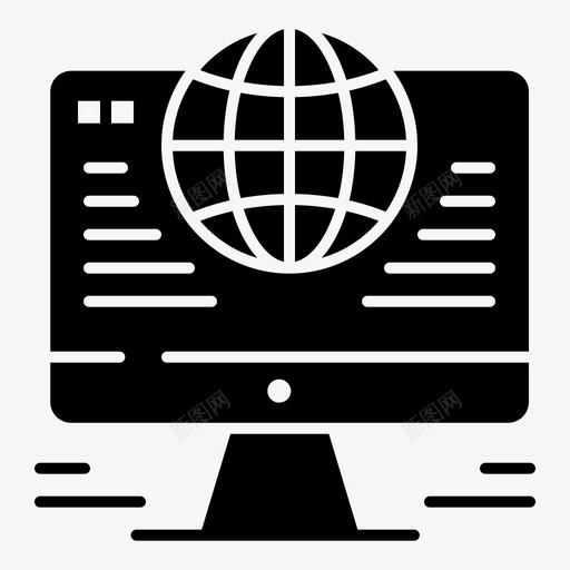 计算机连接地球仪图标svg_新图网 https://ixintu.com 互联网 地球仪 数据管理 网络 计算机 连接