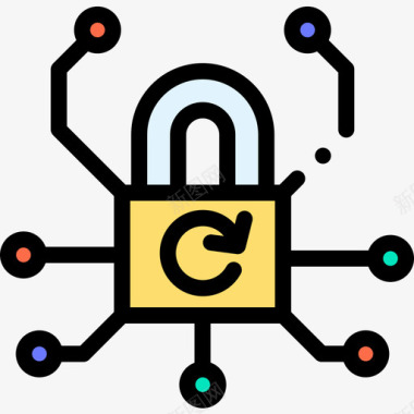 网络保护和安全15线性颜色图标图标