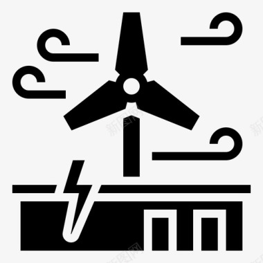 风力涡轮机能源工厂图标图标
