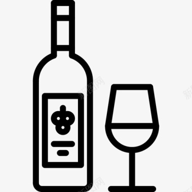 葡萄酒44号酒吧直列图标图标