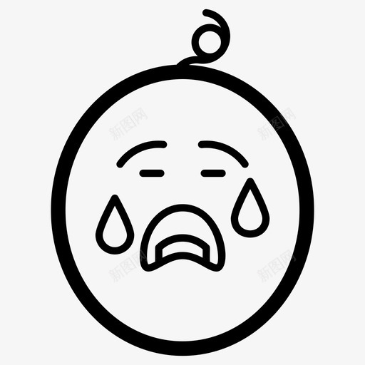 悲伤的西瓜脸表情符号情感图标svg_新图网 https://ixintu.com 悲伤的西瓜脸 情感 表情符号 表情符号线向量图标