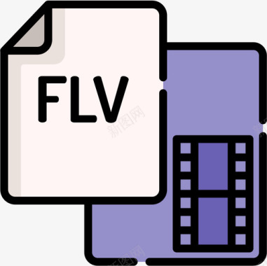 Flv文件音频和视频版本8线性颜色图标图标