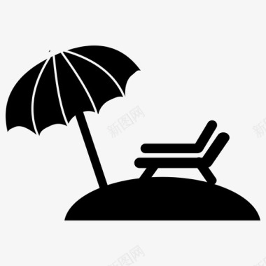 休息室海滩阳伞图标图标