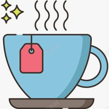 茶包咖啡62线性颜色图标图标