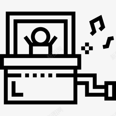 音乐盒玩具童年3线性图标图标