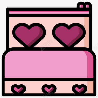 床爱与浪漫14线性颜色图标图标