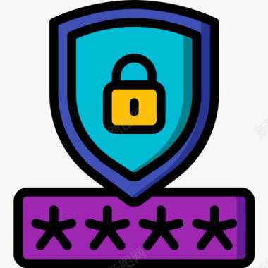 密码网络安全16线性颜色图标图标