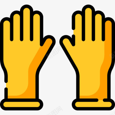 清洁手套卫生常规17线性颜色图标图标
