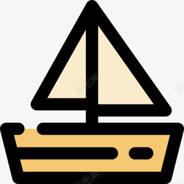 帆船运输128线型颜色图标图标