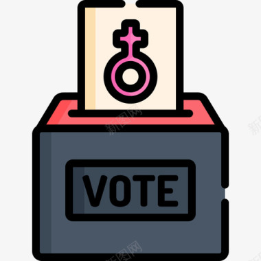 投票妇女节第6天线性颜色图标图标