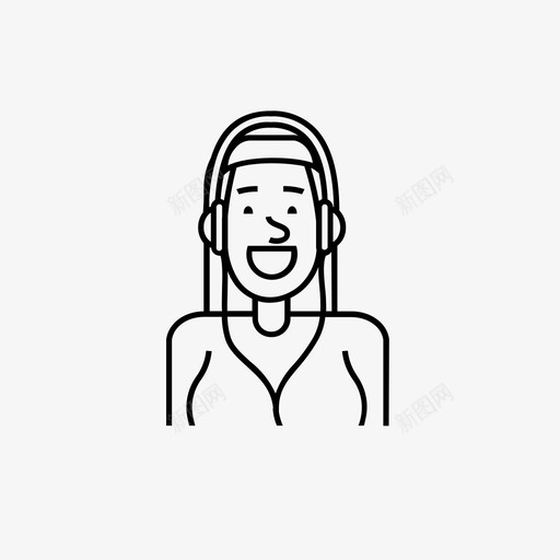 女人戴着小马耳机笑音乐图标svg_新图网 https://ixintu.com 各种各样的人 声音 女人戴着小马耳机 搞笑的音乐 笑 音乐