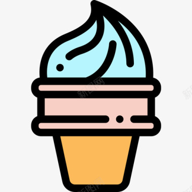 冰淇淋婴儿淋浴22线性颜色图标图标