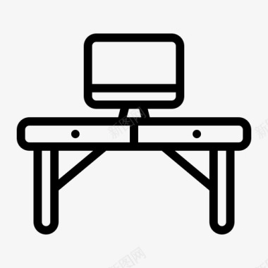 电脑桌桌子家具轮廓图标图标