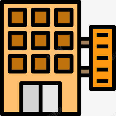 酒店28号楼线性颜色图标图标
